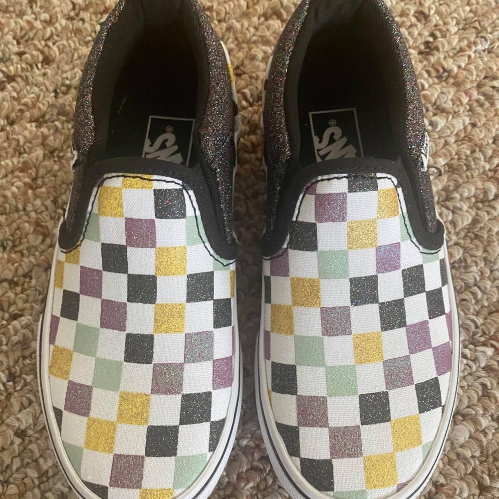 Van's Girls Size 11 Checkerboard slip ons